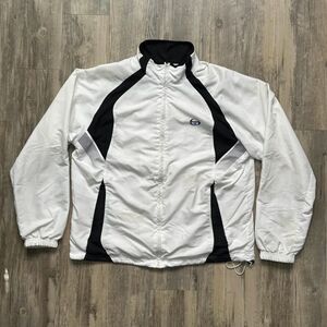 Sergio Tacchini White And Black Windbreaker Jacket Size Large